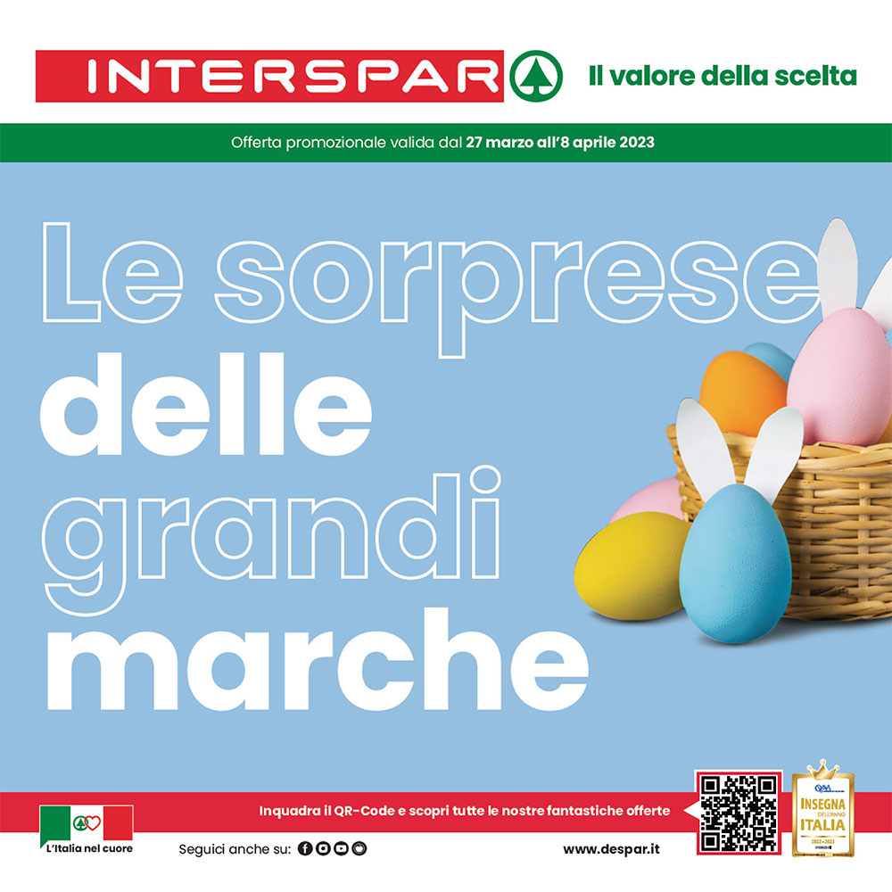 Offerta Interspar - Le sorprese delle grandi marche - Valida dal 27 marzo all’8 aprile 2023.